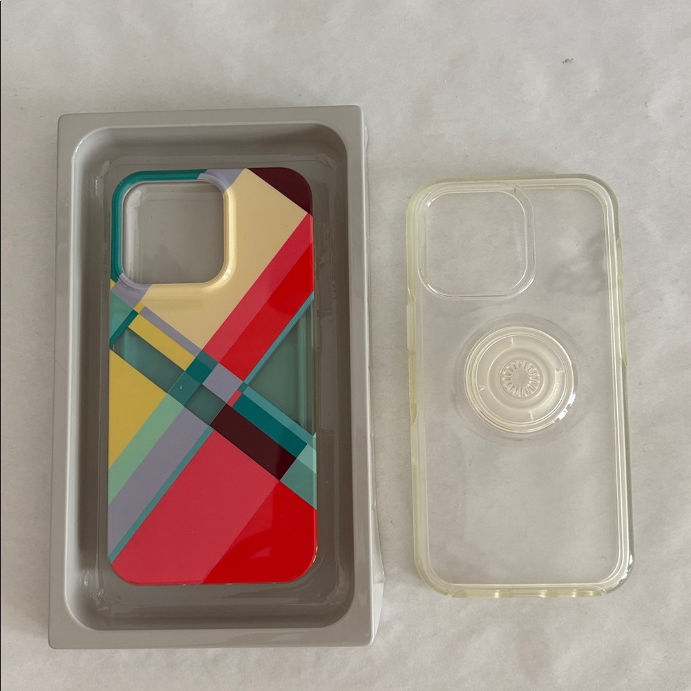 Heyday & OtterBox colorful abstract art Crystal Clear w/ popsocket iPhone 12 Pro